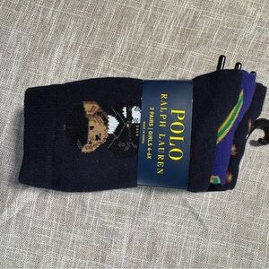 Polo by Ralph Lauren Girls Socks 3 Pack Equestrian Bear Size 4-6X